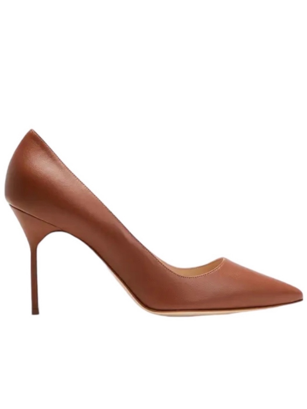 Manolo Blahnik BB 90 Cognac Leather Pumps Size 36.5